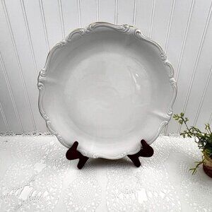 Johann Haviland White Embossed 13" Porcelain Serving Platter Gold Trim Bavaria